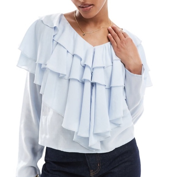 ASOS Light Blue Ruffled Blouse - Picture 4 of 5